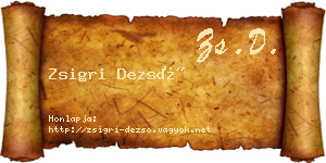 Zsigri Dezső névjegykártya